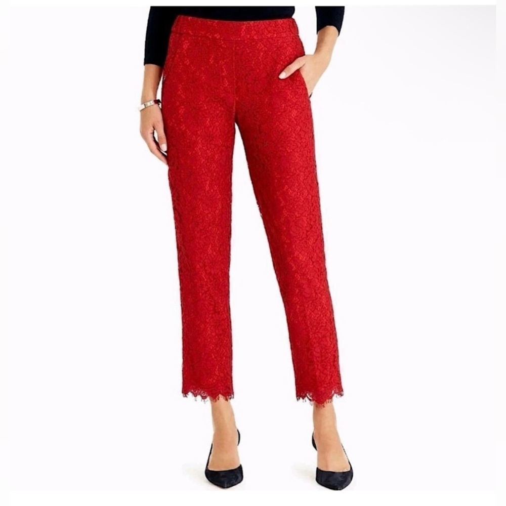 J. Crew‎ women’s easy pant in lace in red size 4